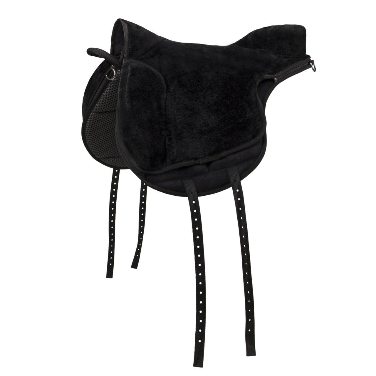 QHP - Bareback Pad Super Soft Riding Pad, Black, Soft (Black/Black, Shet)