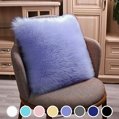Junovo Modern Style Chair Decorative Faux Fur Pillow Case, Backing Hold Pillow Case/Seat