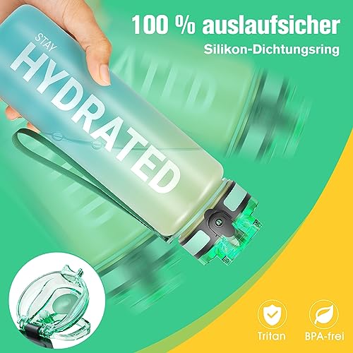 Image of Sahara Sailor Water Bottle 32 oz, Motivational Water Bottle with Times Reminder to Encourage Drinking, Small Leakproof BAP Free Tritan Water Jug for Sports at School Gym, Come with Cleaning Brush