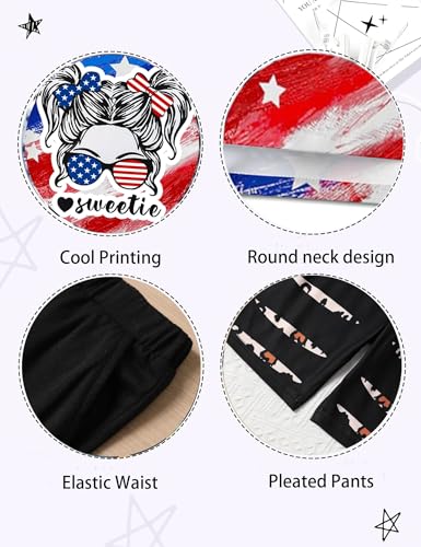 Image of Girls Clothes Short Sleeve Tie Dye Top Shorts and Pants 2PCS Girls Summer Outfits Size 6-16