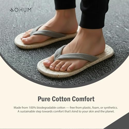 Image of Sohum V Strap Cotton Braided Slippers for Men & Women 1 Pair | Ultra-Soft, Lightweight & Breathable| Handmade Unisex Flip Flops