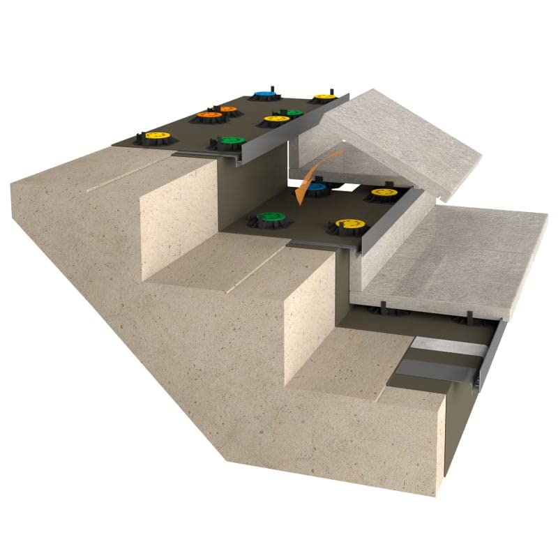 Renoplast® SW Perfil de Escalón de Aluminio para Suelos Ventilados | 200cm Grafito | Perfil de borde de escalón | Perfil de ángulo de escalera | Perfil de ángulo combinado de baldosas