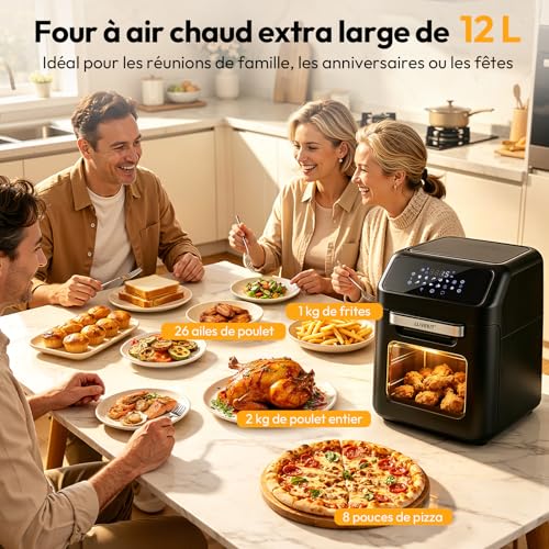 Friteuse à air chaud 12L LLIVEKIT : mini four 1800W et déshydrateur