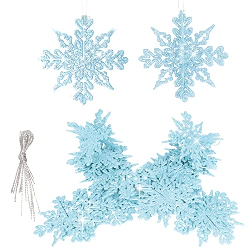 20 pièces Décorations à Suspendre avec Flocon de Neigel , 10cm/3,93 in Ornements de 3D Flocons de Neige Scintillants ​Flocons de Ornement Sapin de Noel pour Déco Sapin Noël Hiver Fête Cover