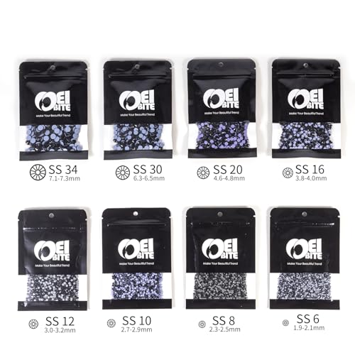 Image of Hotfix Rhinestones Bulk 300PCS SS30 (6.3-6.5mm), Black Glass Rhinestones for Clothes, Tumblers, Shoes DIY, Heat Transfer Flatback Gems for Crafts & Decoration