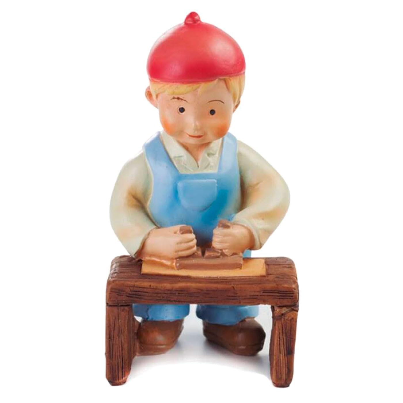 Tradineur - Figura de Carpintero para Belén - Estilo Naïf - Fabricado en Marmolina - Adorno Divertido para Nacimiento, Navidad, decoración Tradicional - 10 cm