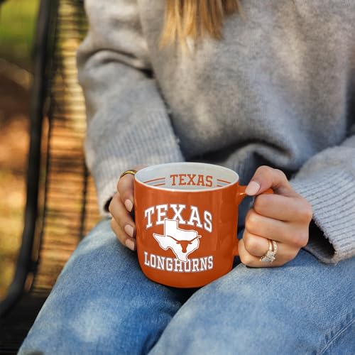 Image of Logo Brands NCAA Texas Longhorns 15 oz Stripe Coffee Mug - Vintage Team Logo, Inside Print & Stripes, Microwave & Dishwasher Safe- Great Gift For Fans & Alumni