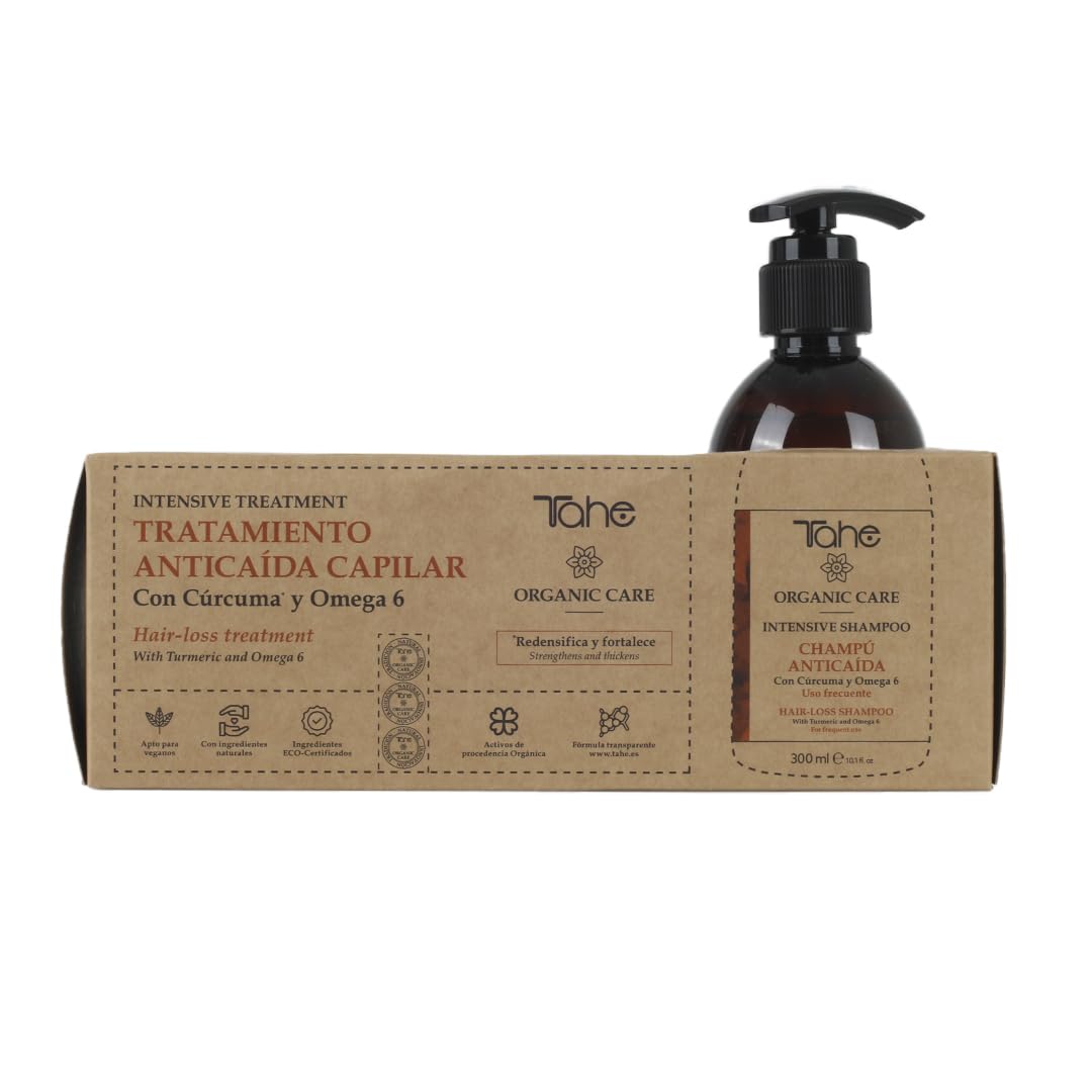 Tahe Organic Care Shampoo intensivo e pacchetto di trattamento contro la perdita dei capelli, 375 ml