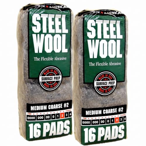 Homax - 33873161059 Steel Wool, Medium Coarse Grade #2, 16 Pads (Pack of 2)