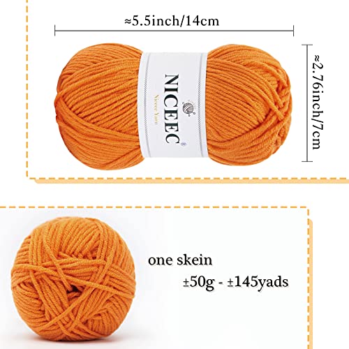 Image of NICEEC 300g Soft Assorted Colors Yarn - Sport Weight,100% Acrylic, 4 Ply, Bonbons Yarn for Crochet & Knit, DIY Project Starter Kit for Kids or Adults(Total 870yds) - Series 8