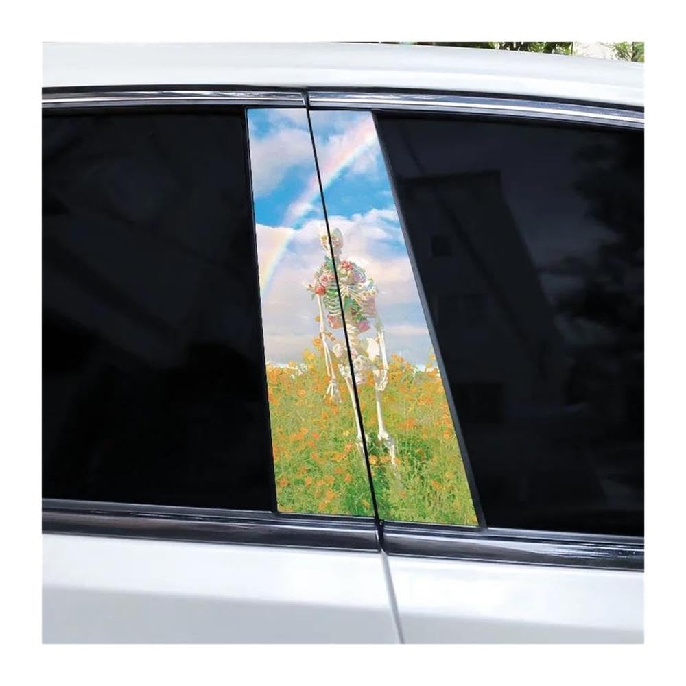 Body Parts 1pair Skull Flowers Sticker Waterproof Sticker Car Door Pillar Vinyl Decal(E)
