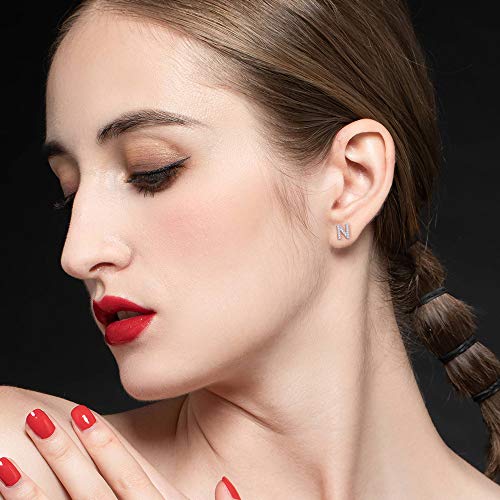 Sterling Silver Initial Earrings For Girls - Girls Earrings Kids Earrings 925 Sterling Silver Earrings For Girls Initial Earrings For Girls Kids Baby Toddler Teen Girls Little Girls Initial Earrings A #TOP3