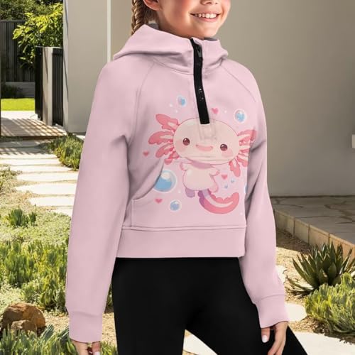 Girls Hoodies Long Sleeve Pullover Sweatshirts Tops Half Zipper Hoodies with Pockets Casual School Holiday Clothes3