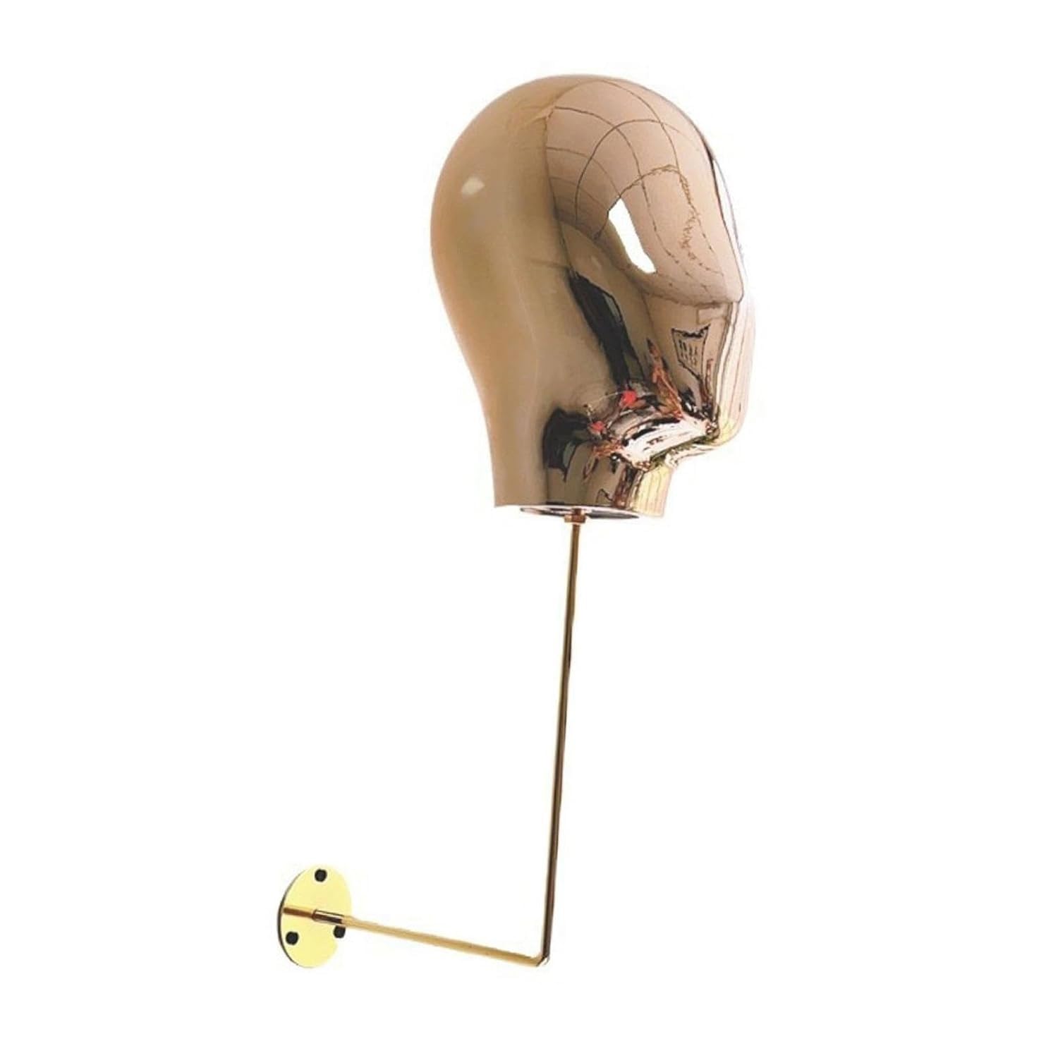 CONGRUI Wall Mount Mannequin Head Hat Display Stand Multifunctional Hanging Wig Model For Headset(Gold)