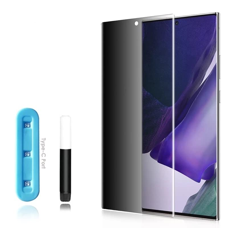 Image of OXYZAIN Privacy UV Tempered Glass for Samsung Galaxy Note 20 Ultra 5G -100% Fingerprint Working, Edge to Edge Full Screen Coverage Anti Spy Screen Protector Guard for Note 20 Ultra [PACK OF 1]
