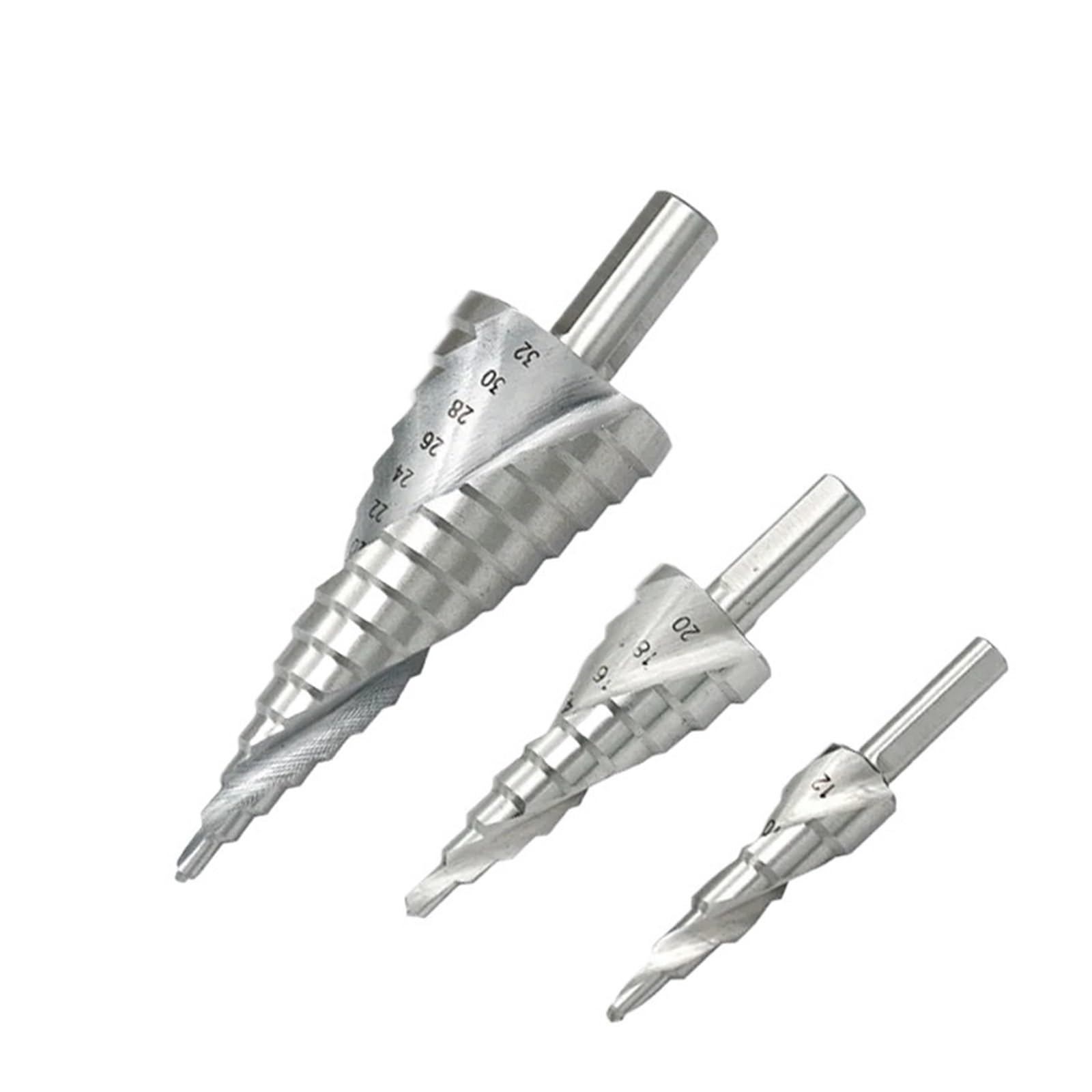 4-12 4-20 4-32 6-60 mm Pagoda Taladro Tornillo Núcleo Herramienta de perforación Acero Espiral Ranurado Metal Broca escalonada(4-12 4-20 4-32)