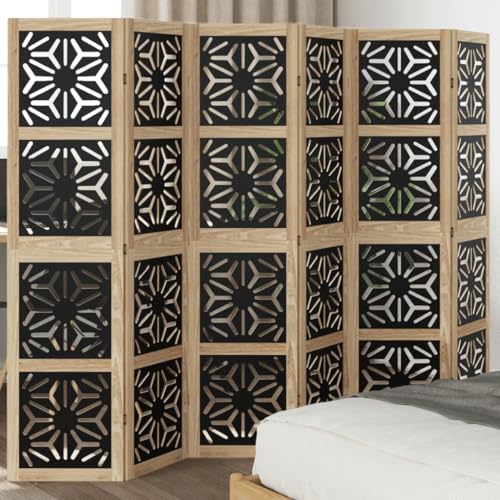 Paravent pliable 6 panneaux pour séparer une pièce sans travaux écran intimité bois massif - 2