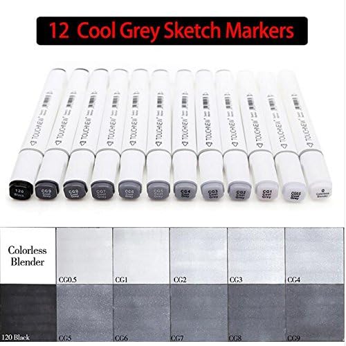 12 Colors Grayscale Art Marker Pen DoubleEnded Sketch