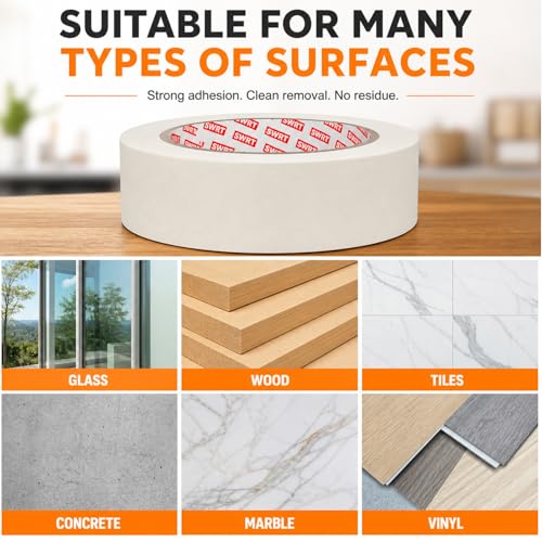 Image of SWRT Masking Tape 0.75 Inch x 55 Yards x 10 Rolls, Bulk White Painting Tape | Clean Removal; Easy Hand Tear; Writable Surface; Painting & Crafts; Labels & Organizing; Light Packaging