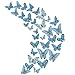 36 szt. indygo 3D motyl naklejki ścienne, metaliczna naklejka artystyczna, naklejki ścienne motyle dekoracja domu motyle lodówka naklejka dekoracja pokoju przyjęcie ślub wystrój