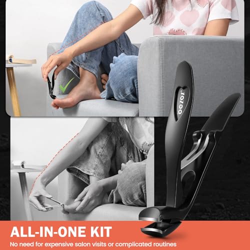 Image of BEZOX Toenail Clipper Kit 4PCS Nail Care Set for Ingrown Toenails - Curved Head Toe Nail Clippers for Seniors for Thick Nails, Thick Fingernail Clippers, Long Nail File & Dual-Ended Lifter - Black