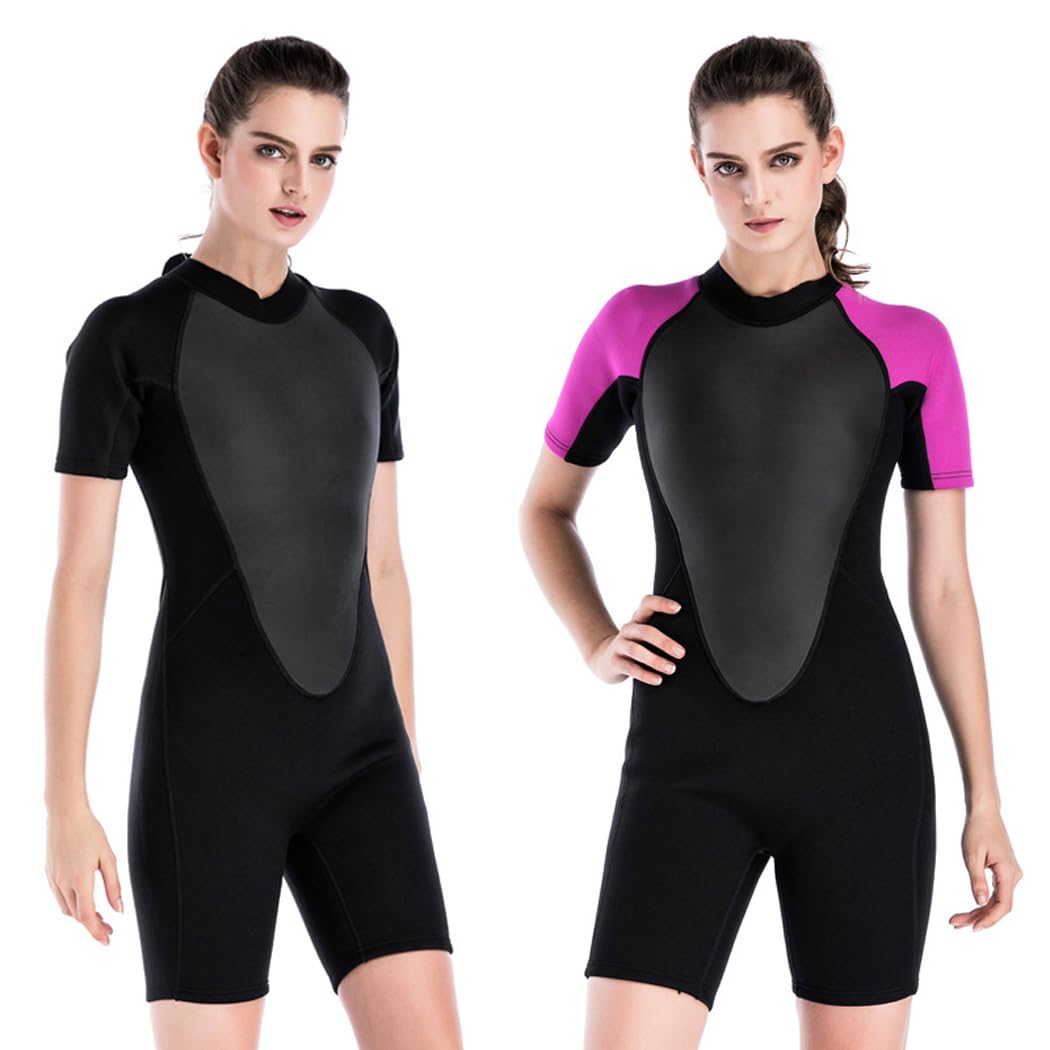 Trajes De Neopreno Shorty, Traje De Buceo Térmico De Una Pieza De Manga Corta De 2 MM para Mujer, Ideal para Buceo, Natación Y Surf