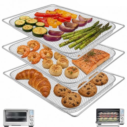 GWY Smart Oven Accessories for Breville BOV950BSS BOV900BSS Smart Oven Air Fryer Pro, 3 Pieces Set 16.5"D x 11.8"W x 1.1"H Food Grade Steel Dehydrate Mesh Baskets for Breville Air Fryer Toaster Oven