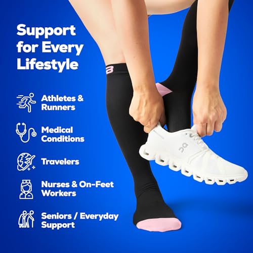 Image of SB SOX 3-Pair Compression Socks (15-20mmHg) for Men & Women - Comfortable Socks, Easy to Put On - Best Socks for Daily /Any Use, Running, Nurse, Travel