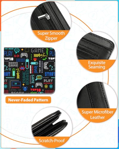 Image of Bistup Boys Wallet Cute Leather Bifold Wallet Video Game for Teen Boys Cool Fun Credit Card Cash Id Holder Rfid Blocking Gamer Bi Fold Small Wallets With Coin Pocket Slim for Teens Youth Little Boy