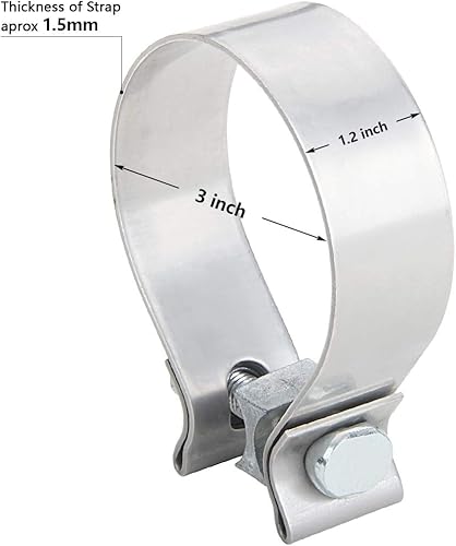 Miniatura 6 de LCGP 2 abrazaderas de sello de banda de escape de 2.5 pulgadas para tubos de silenciador, conexión de punta de escape, acero inoxidable
