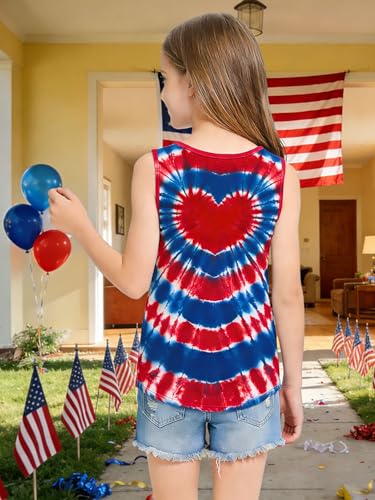 Image of CAZYCHILD Girls American Flag Tank Tops Boys 4th of July Shirts USA Summer Sleeveless Tee Independence Day Outfit 5-14y