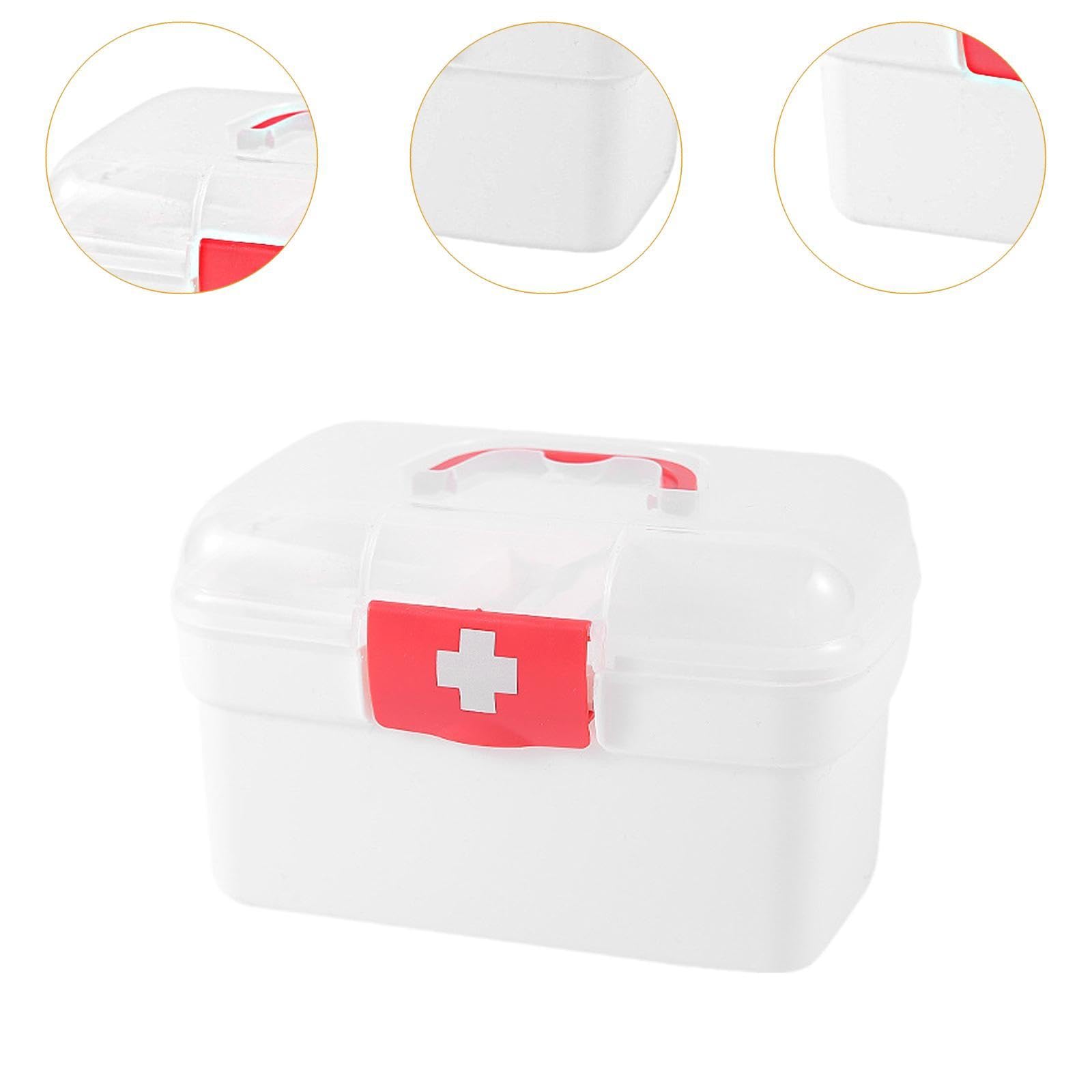 Menolana Medical First Aid Box Medical Case Large Size Divided Compartment Emergency Storage Box Small Medicine Box Travel Toy Camping, L