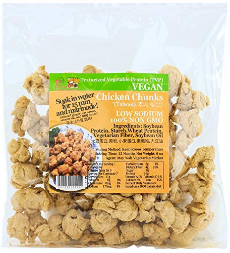 Textured Vegetable Protein (TVP) - Meatless Chicken Chunks, Vegan/Vegetarian Meat Substitutes 100% Non-GMO, All Natural, 6 oz bag (Chicken Chunks)