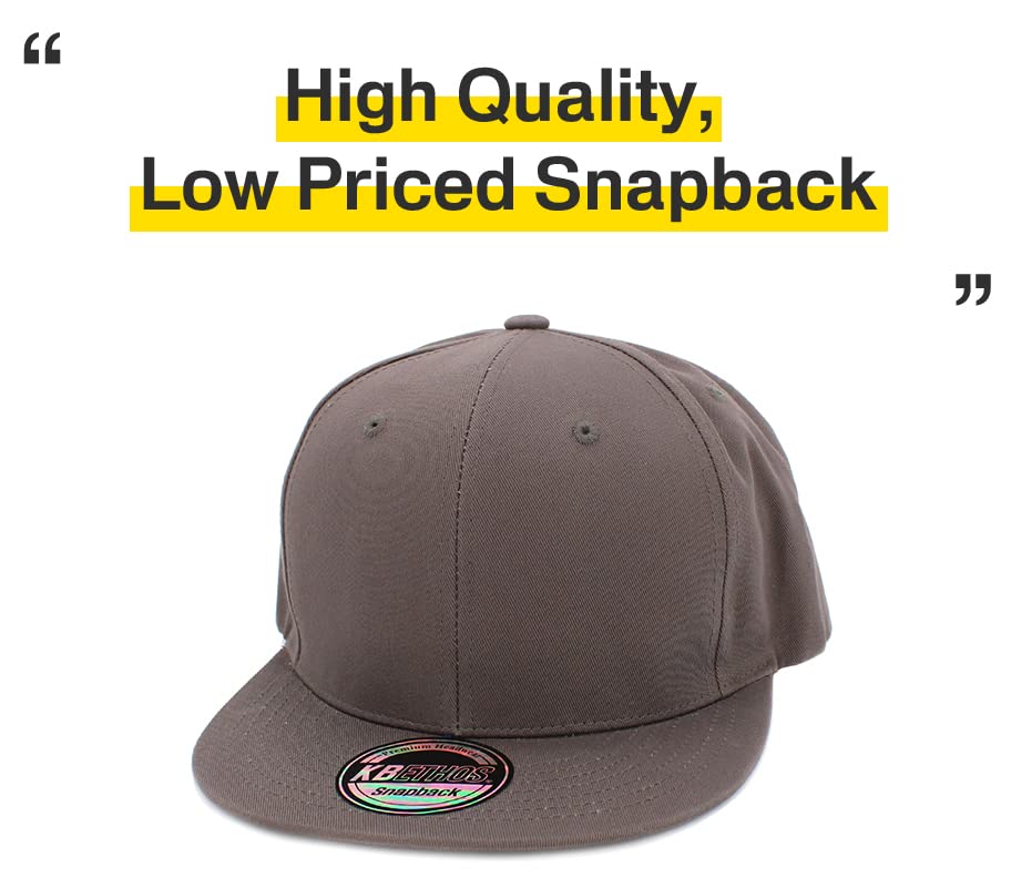 Image of KBETHOS Classic Snapback Hat Blank Cap Underbrim Cotton Wool Blend Flat Visor Adjustable Unisex