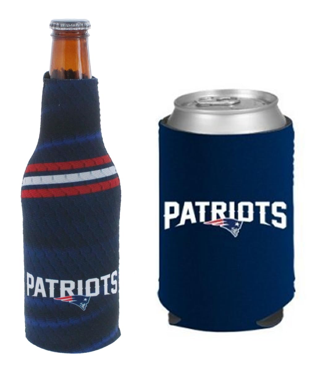 Football Can & Bottle Holder Insulator Beverage Cooler (New England (Patriots) - Navy)