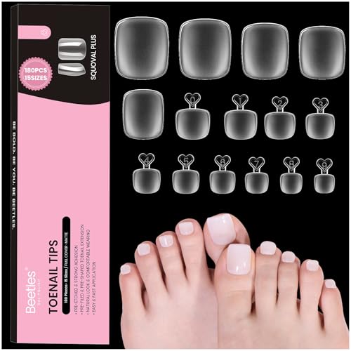 Beetles Square Toe Nail Tips, 15 Sizes, 180 Pcs, Full Cover