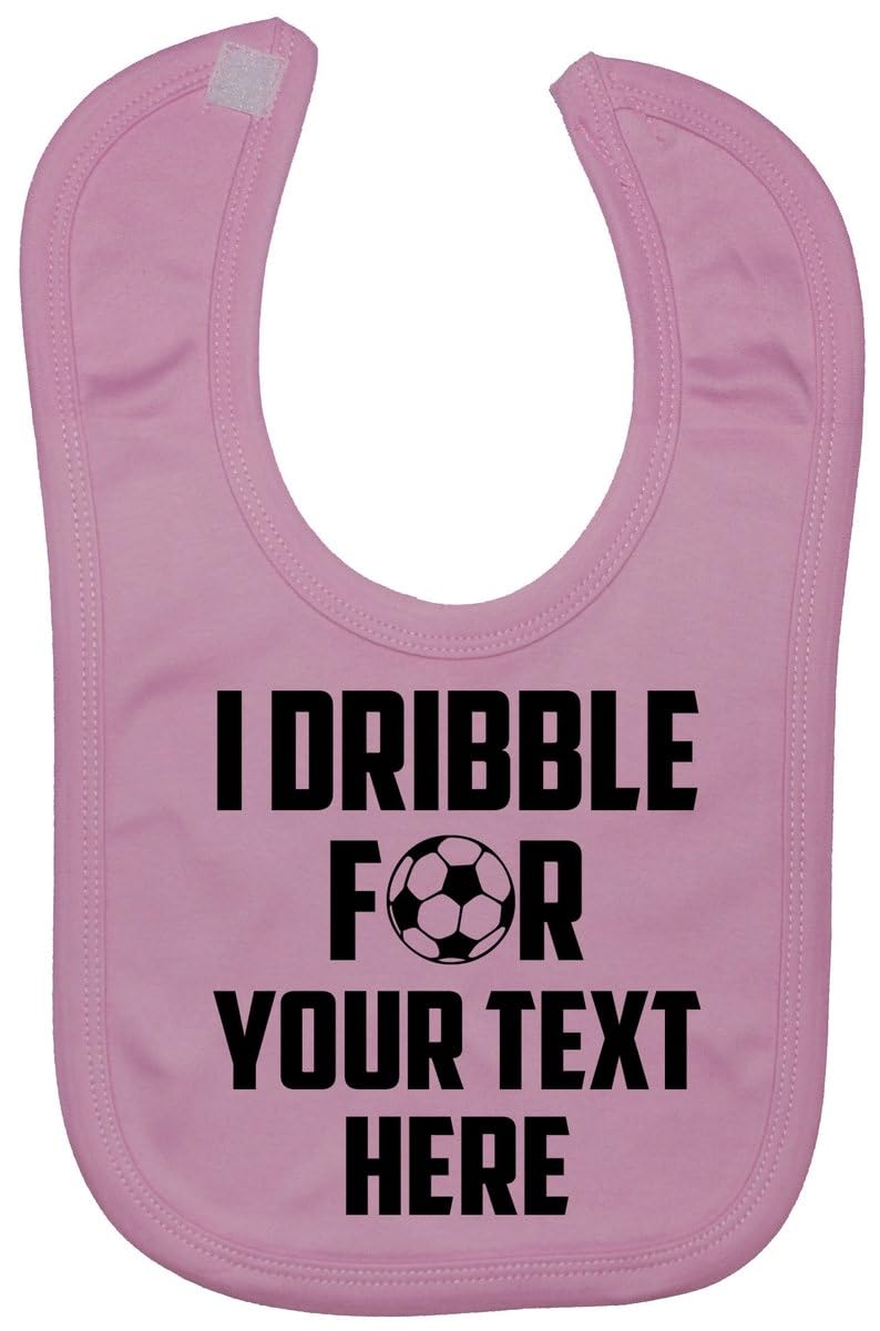 Acce Products Pink I Dribble For Personalised With Football Team Name Baby Infant Feeding Bib Coloured Pic Touch Attach 0 To Approx 3 Years