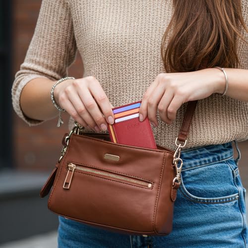 image for Buffway Slim Minimalist Front Pocket RFID Blocking Leather Wallets for