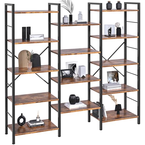 La Mejor Selección de Librero Walmart Top 10. 44 SIMPLE HOGAR Librero,3 Capas de Ancho y 5 Capas Librero Madera,Libreros Organizador con 14 Estantes Expositores Abiertos,Grande Libreros Minimalista,Estanteria...