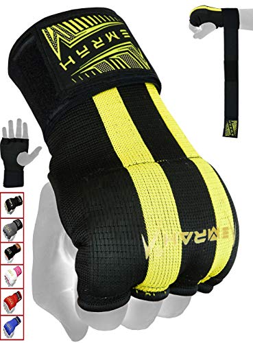EMRAH Pro Training Gel de Boxe Gants Hand Wraps intérieurs Enveloppements à la Main MMA Fist Protector Bandages Mitts-X Boxing Wraps (Noir, Moyen)