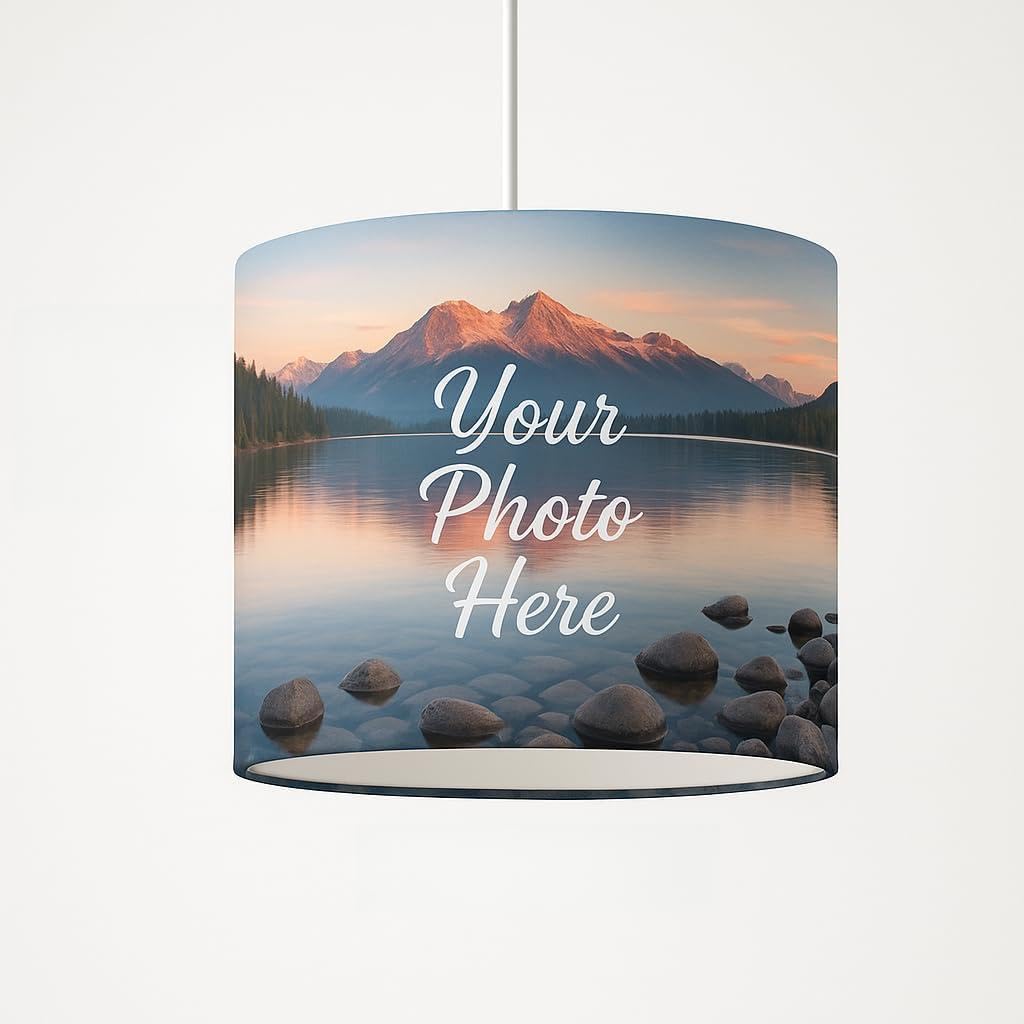 Personalised Lampshade – Custom Photo, Text, Logo or Name Print – Unique Gift – 20cm 30cm Light Shade (30cm x 21cm Ceiling)