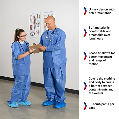 Soft Scrubs™, Denim Blue SMS Soft Scrub Pants, Wide Elastic Waist, Open Ankle, Hip Pocket3