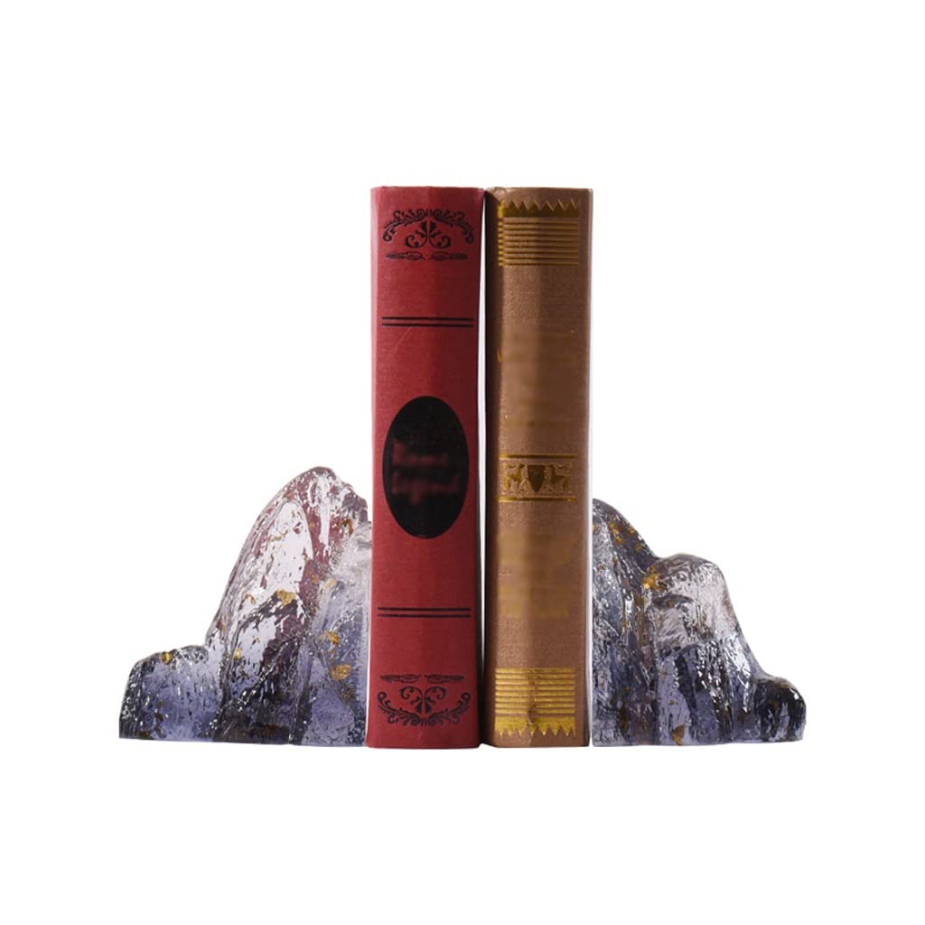 Buchstützen Dekorative Buchstützen, transparentes Harz, Steingarten-förmige Buchstütze, Schreibtisch-Bücherregal, Bücherregal, Skulptur, Berg-Buchstützen for Home-Office-Schreibtisch-Bücherregale Buch
