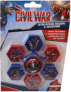 Anker Captain America Interlocking Erasers, Assorted, 29.7x21x2 cm