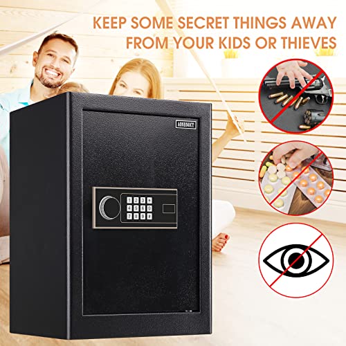 2.2 Cubic Large Safe Box Fireproof Waterproof, Fireproof Safe With Digital Keypad Key, Security Home Safe For Pistols Ammunition Money Documents Valuables #TOP6