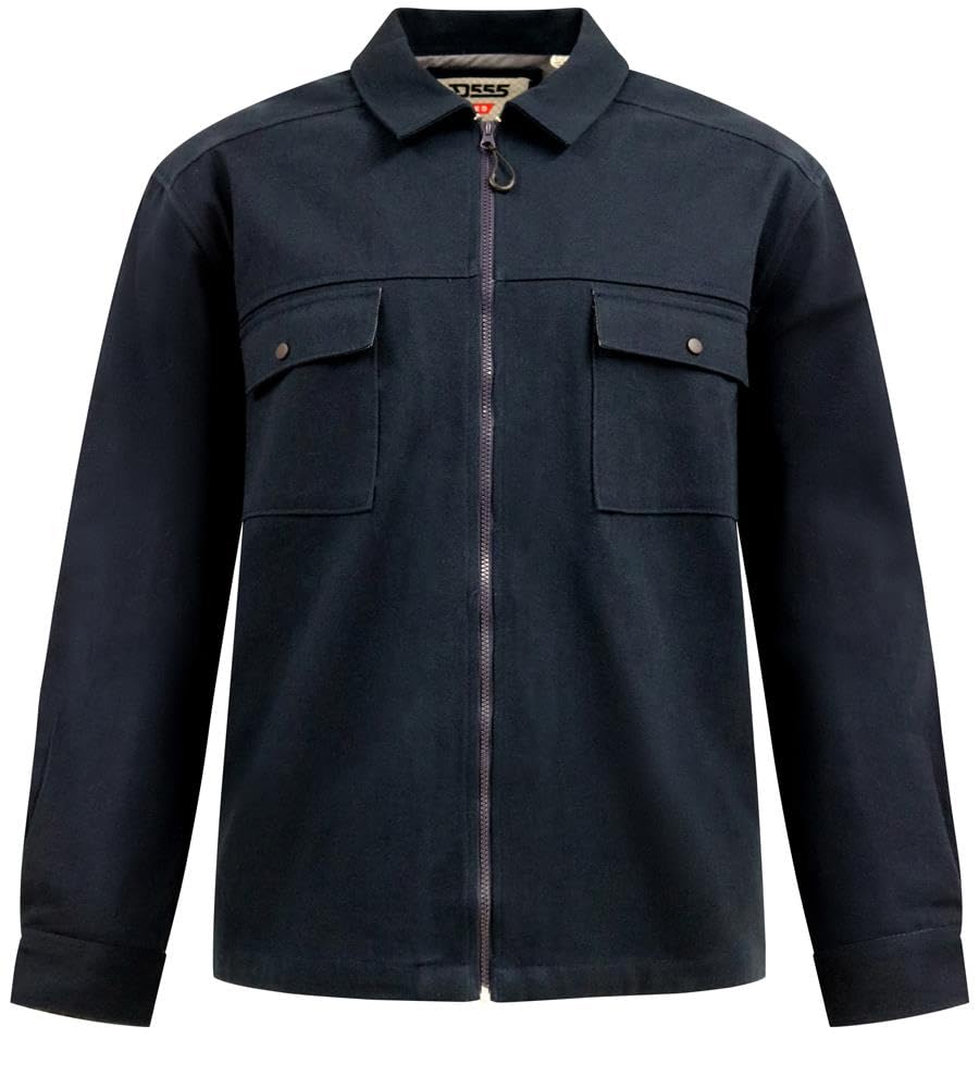 D555 Men's Dark Navy Cleveley Long Sleeve Heavy Shacket Overshirt For In 4XL