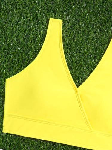 Girl's Swimsuits 3 Piece Lemon Print Sleeveless Bathing Suits with Ruched Cover Ups Skirt3