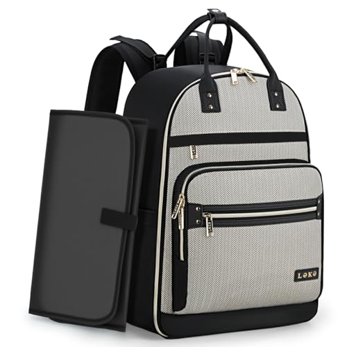 Lekesky Diaper Bag Backpack, Large Baby Backpack Diaper Bags for Mom Dad Maternity, Travel Baby Essentials with Changing Pad, Insulated Pockets, Stroller Straps, Laptop Compartment (Black)