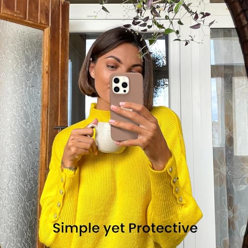 Image of Elzzi Microfiber Logo Cut Cover Compatible for iPhone 16 Pro Max Case Liquid Silicone 4 Layer Protective Covers Shockproof Back Cover with High Raised Camera Lips (6.9 inch, Desert Titanium)