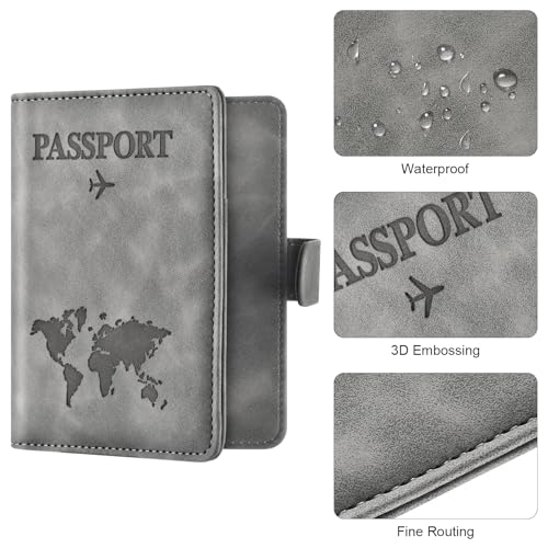 Image of Eoehro Passport Holder for Travel Essentials, Passport Wallet Cover Case for Travel Must Haves Accessories,Passport Book Holders for Women and Men(gray)